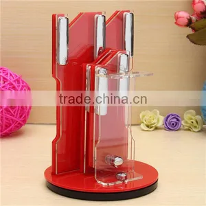 New Arrival Hot Sale Useful Red Acrylic Kitchen Ceramic Knife Holder Kitchen Knife Stand Block For 3 4 5 6 Knives And Peeler thumbnail-5