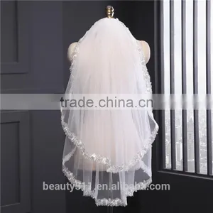 2017 Wholesale Bridal Veils Hot Sale Short Elegant Bridal Wedding Veils Short Tulle Wedding Bridal Veils HL28 thumbnail-1