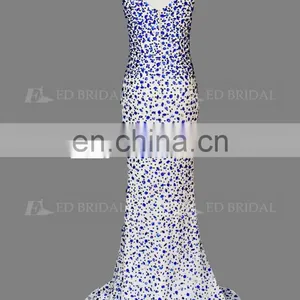 Gorgeous V Neckline Sleeveless Sheath Heavy Beaded Made In China Evening Dresses thumbnail-6
