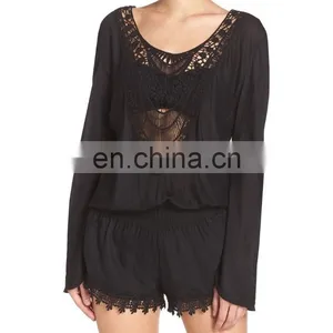 C38 Crochet Inset Cover-Up Beach Rompers thumbnail-1