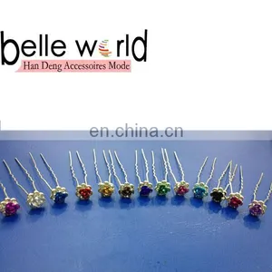 Multicoloured Hair Pin Stick Hair Bun Hair Fork With Rhinestone thumbnail-1