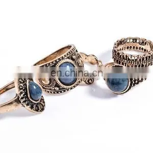 5PCS/Set Fashion Jewelry Gold Plated Turquoise Above Knuckle Ring Midi Ring thumbnail-6