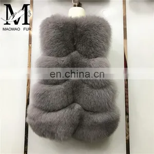 2017 Women Fox Fur Vest Winter Long Vest Real Fur Coat Vest Price Waistcoat thumbnail-4