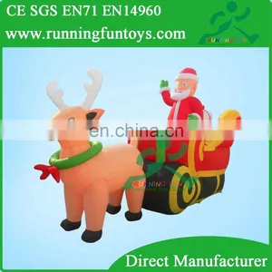Hot Santa on Sleigh Inflatable, Inflatable Santa With Sleigh and Reindeer, Santa Claus in Dear Cart Decorations thumbnail-2