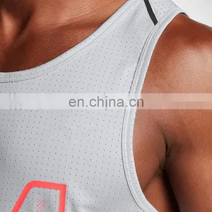 Wholesale Plain White Compression Fitness Gym Tank Top Men thumbnail-3