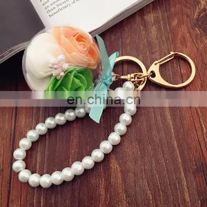 Flower Inside Transparent Ball Key Rings Pearl Keychain for Car Bag Accessories thumbnail-3