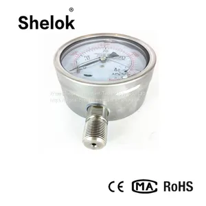 Stainless Steel Kpa MmH2O Dual Scale Micro Vacuum Capsule Pressure Gauge thumbnail-2