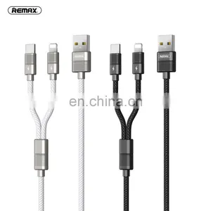 Remax 2.4A Cell Phone Accessories 2 In1 Data Cables, 1M TPE Zinc Alloy USB to Type C Lighnting thumbnail-3