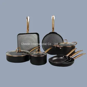Non-stick Pressed Aluminium Cookware Set With Marble Coating thumbnail-1