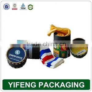 Small Round Rigid Cardboard Paper Storage Sock Gift Box thumbnail-1