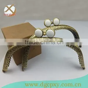 Arched Metal Frame for Purse Bags With White Gems thumbnail-4