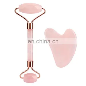 Rose Quartz Jade Roller With Gua Sha Board Mini Eye Jade Roller Set Facial Beauty Massage Jade Roller thumbnail-5