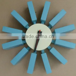 Sunflower Wall Clock Blue Block Clock Modern Design Wall Quartz Clock thumbnail-1