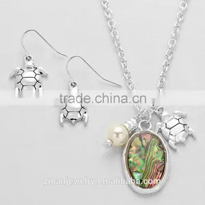 Abalone Sea Turtle Pendant Necklace Set thumbnail-3