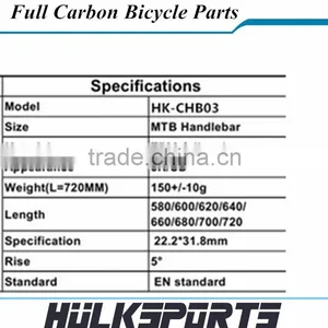 Toray T700 Full Carbon 580-720mm Mountain Bicycle Handlebar 26er/27.5er/29er MTB Handlebar thumbnail-3