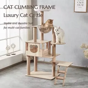 Cat Scratcher Tower Home Furniture Cat Toys Tree Pets Hammock Sisal Post Climbing Frame Toy Cat Scratching Board Climbing Frame thumbnail-3