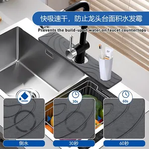Absorbent Quick Dry Diatomite Stone Kithcen Sink Faucet Mats Factory thumbnail-2