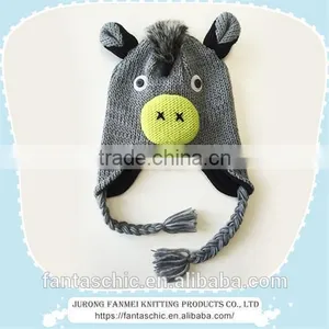 High Quality Wholesale Knitted Cute Donkey Children's Animal Winter Hat thumbnail-1