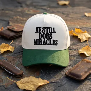 Faith Lifestyle Apparel He Still Does Miracles 3D Puff Embroidery Colorblock Navy White 5 Panel Hat thumbnail-5
