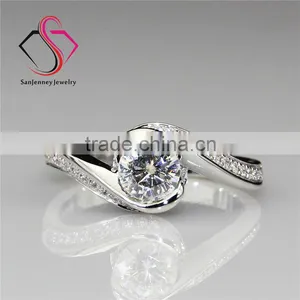 Round Brilliant Cut Forever One Moissanite 1 Carat 6.5mm Center Rose Style 14k 18k White Yellow Gold Diamond Engagement Ring thumbnail-1
