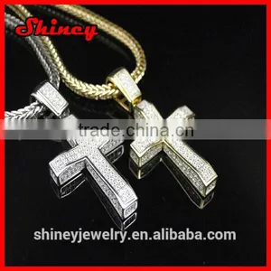 Father's Day Gift Hip Hop Micro Pave Bling Cross Necklace thumbnail-1