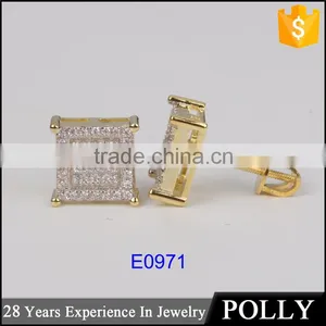 Hip Pop Jewelry Fashion Stud Earring 925 Silver Square Shape thumbnail-2