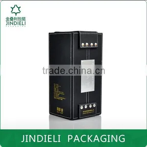 Black Leather Decorative White Spirit Packaging Box thumbnail-1