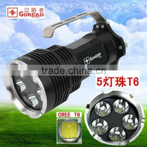 GOREAD Y4 Black Aluminum Portable High Bright 5*T6 50W LED Rechargeable Search Products thumbnail-1