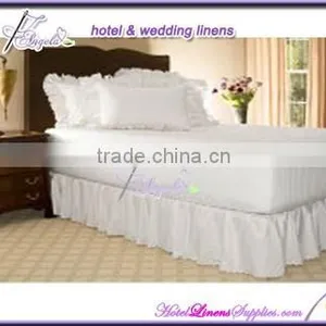 White Hotel Bed Skirt With Shirring Pleats, Fitted Bed Skirt, White Bed Skirts thumbnail-1