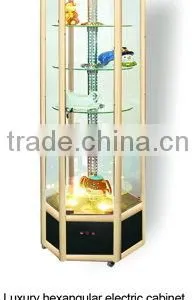 Hexagular Electric and Rotating Jewlery and Ornament Display Cabinet thumbnail-1