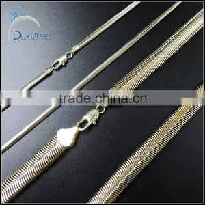 Latest Hip Hop Plated Gold Men's Flat Snake Chains Necklace thumbnail-4