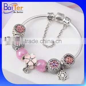 Custom Wholesale Antique European Style Snake Chain 925 Sterling Silver Vintage Bead Charm Bracelet For Women thumbnail-1