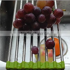 High Quality Custom Roll up Silicone Handy Stainless Steel Dish Rack thumbnail-3