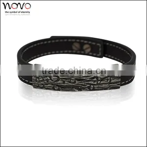 Dongguan Jewelry Factory Stainless Steel Male Leather Braceletmen Fashion Bracelet thumbnail-2