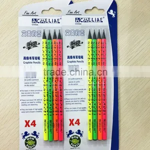 7" Standard Size Round Shape Black Wood Neon Body Heat Rolling HB Pencil in Blister Card thumbnail-2