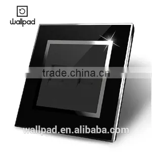 China Suppliers Wallpad Black Waterproof Acrylic Glass 110~250V EU UK Double Computer Network Socket Internet Wall Socket RJ45 thumbnail-2