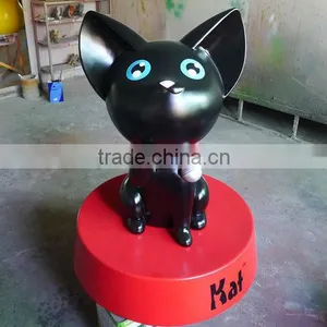 Indoor Fiberglass Cartoon Cat Sculpture Statue thumbnail-1