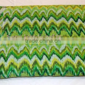 Exclusive Multi Ikat Print Kantha Quilt Queen Size Cotton Bed Cover Reversible Printed Kantha Throw Hand Kantha Work With Ikat thumbnail-5