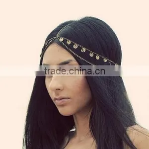 Women Fashion Metal Coins Tassels Head Chain Jewelry Headband Head Piece Hair Band thumbnail-2
