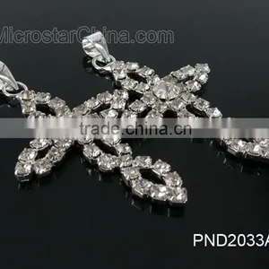 Fashion Black Color Copper Clear Rhinestone Cross Locket Pendant Necklace thumbnail-4
