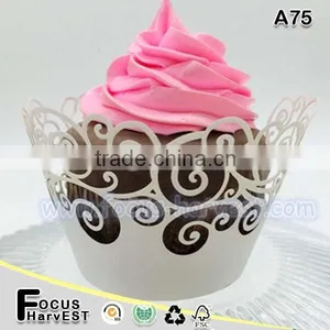 A17 Laser Cut Cupcake Wrapper, Paper Cupcake Wraps Muffin Cup Medium Size Famous Cupcake Cake Decoration Item thumbnail-1