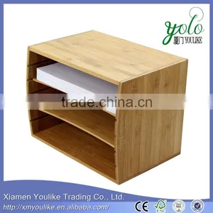 5 Compartments Document Organiser Storage Bamboo Desktop File Sorter thumbnail-2