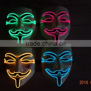 EL WIRE V for Vendetta Mask Party Mask / EL Light Halloween Mask / EL Wire V For Vendetta Mask thumbnail-1