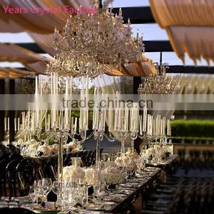 Glass Votive Candelabra for Wedding Crystal Candelabra Centerpieces With Cylinder Hurricanes 5 Arms thumbnail-1