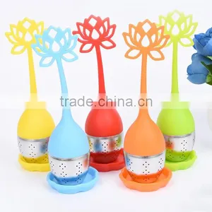 HQ Silicone & Stainless Steel Lotus Design Flower Infuser Tea Strainer thumbnail-5