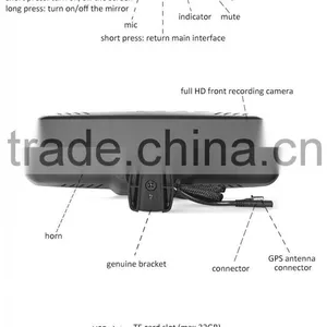 5 Inch Car Interior Rearview Mirror With Gps Navigation; Dvr Recording; Bluetooth; Google Map thumbnail-5