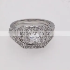 Fashion 925 Silver Jewelry Two Set Pave Setting Ring thumbnail-1