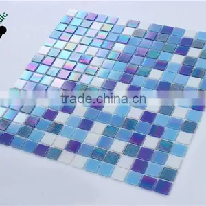 SMH20 Blue Mix Square Mosaic Pattern Glass Mosaic Swimming Pool Bottom Tiles thumbnail-4
