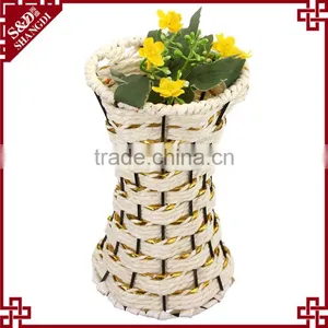 Cheap White & Gold Paper Rope Handcraft Mini Decorate Baskets for Indian Wedding thumbnail-1