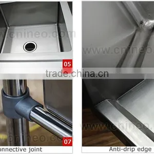 Free Standing Restaurant Commercial Stainless Steel Industrial Kitchen Sink thumbnail-3